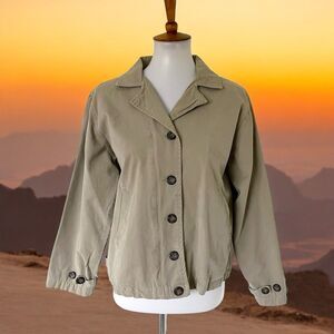 Vtg Faded Glory Tan Beige Jacket S 90s Cropped Grunge Y2K Utility Chore Barn
